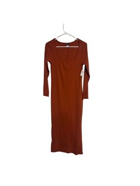 Old Navy Rust Long Sleeve Scoop Neck Bodycon Maxi Dress